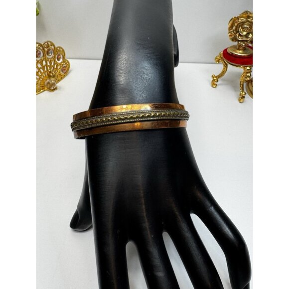 Vintage Retro Solid Copper Cuff Bracelet Boho Unisex Adjustable 7.5" - Picture 2 of 11